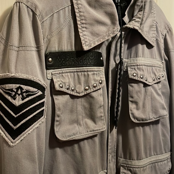 Rare🔥💥 Affliction limited Edition Unisex bomber jacket/coat w/ faux fur lining - Picture 4 of 17